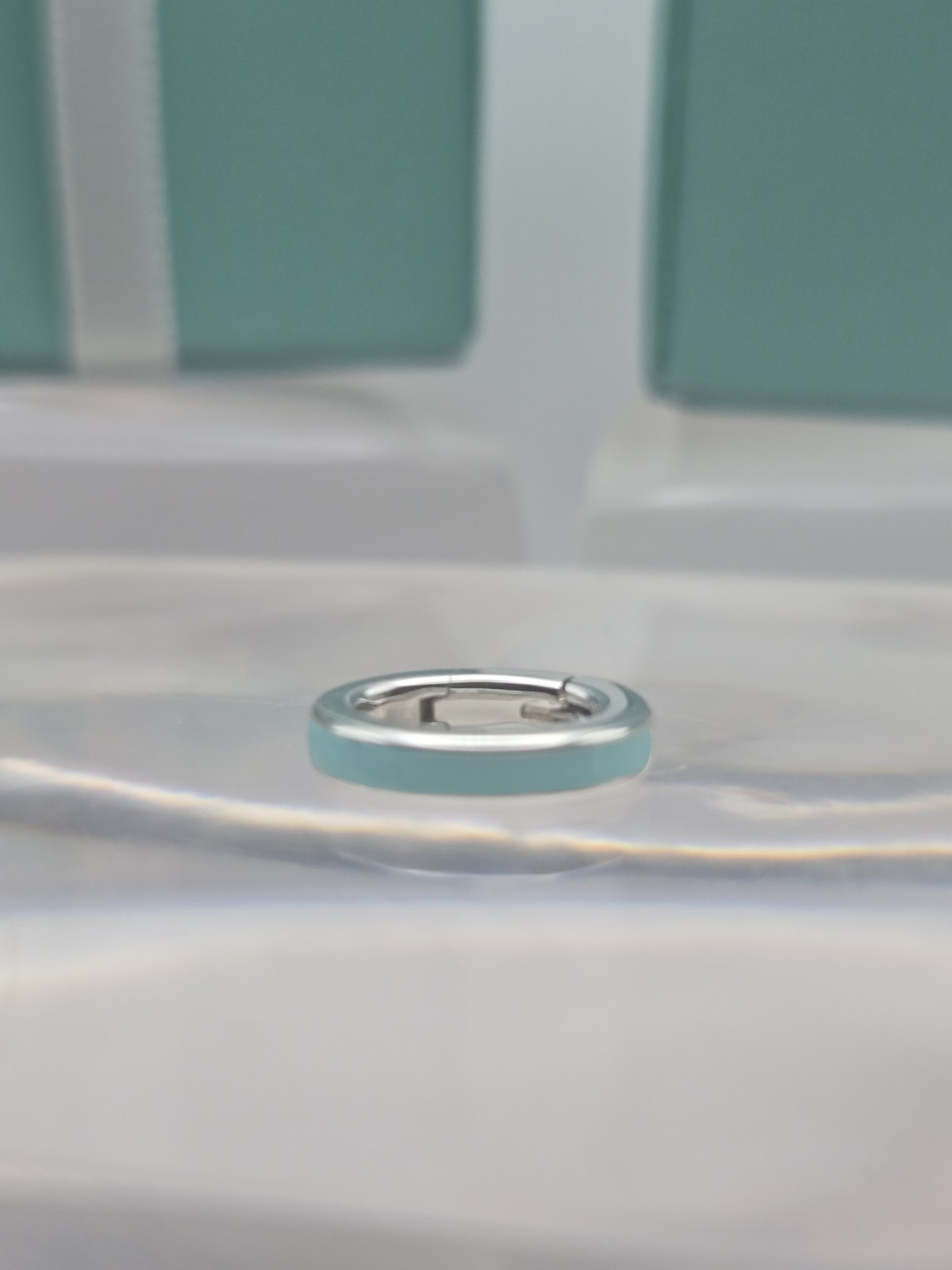 Tiffany & Co. Blue Enamel Oval Link Jump Ring Clasping Charm Extender Clasp