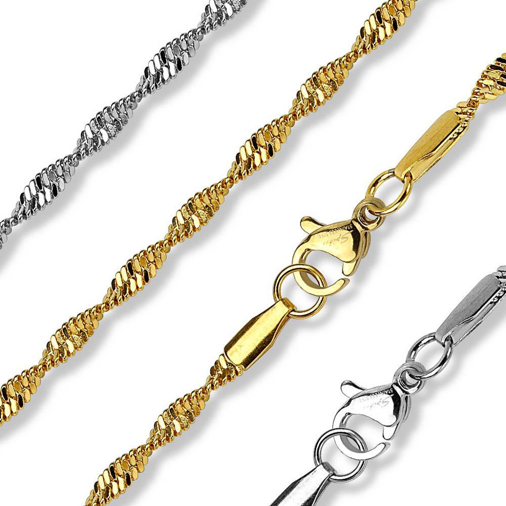 Unisex 18.5inch long Singapore Stainless Steel 316 Chain Necklace (Choose Color)
