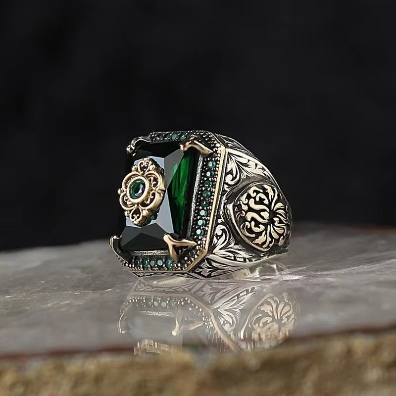 Silver Sterling Look Handmade Black Men’s cubic zirconia Ring All Sizes Fashion