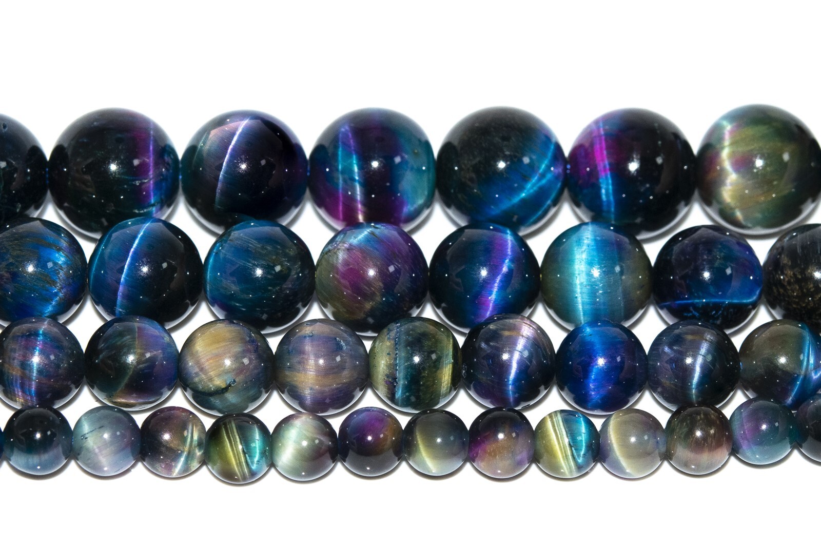 Cat Eye Aurora Tiger Eye Beads Round Gemstone Loose Beads 4/6/8/10/11-12MM