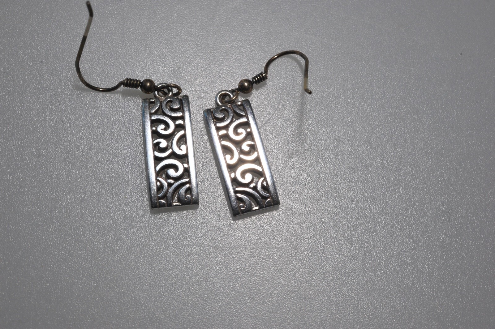 LOT Pierced Earrings Dangle Drop Silver Tone scroll hoop wire MN10