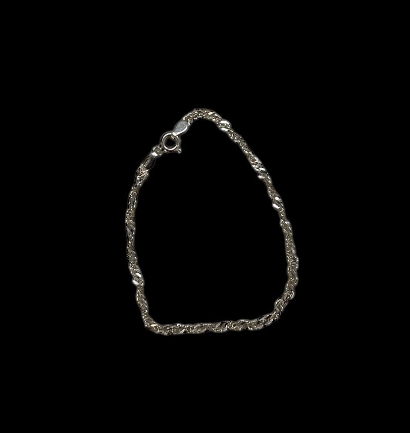 Platinum Over 925 Silver Twisted Chain Bracelet – 6.5 in.