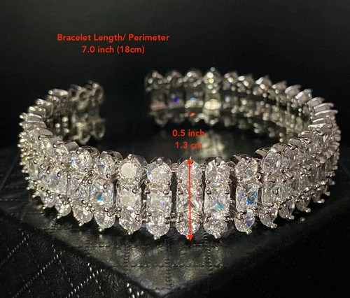 33 Cwt Princess Cut Simulated Diamond Bracelet 18k White Gold Filled Bridal Gift