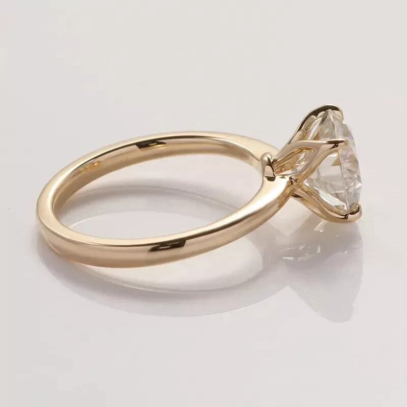 3CT Round-Cut VVS1 Moissanite Solitaire Engagement Ring 14K Yellow Gold Plated
