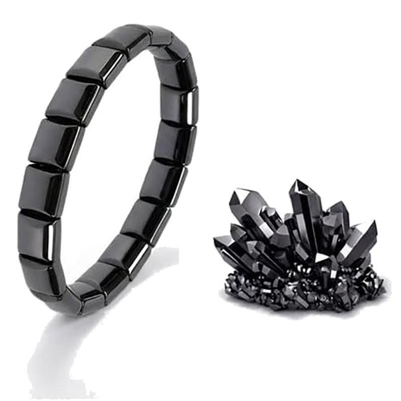 2Pcs Hematite Bracelet for Men Natural Black Energy Healing Reiki Bracelet Gift