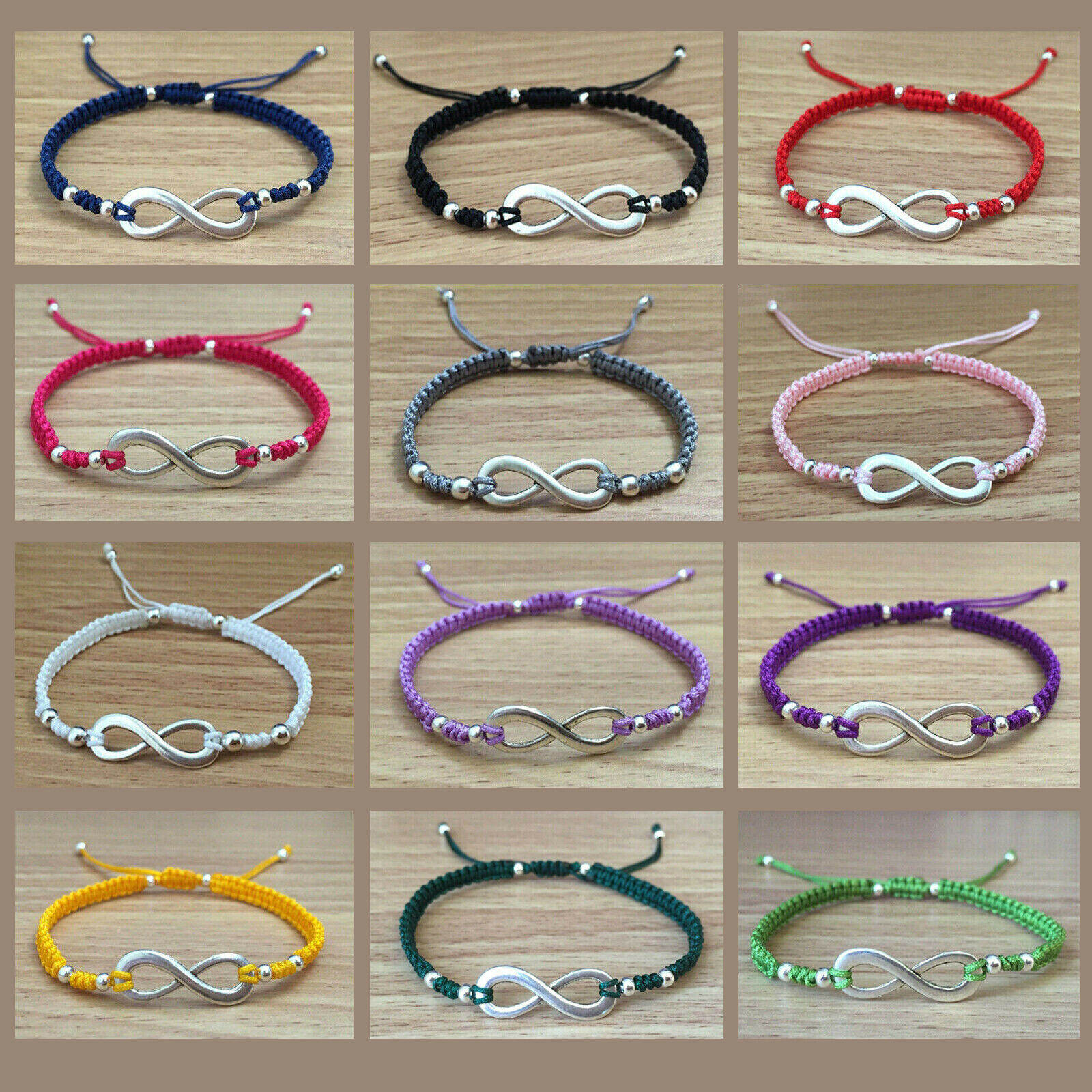 (1) Bracelet Unisex Fashion Infinity Charm Braided Adjustable Shamballa