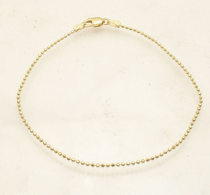 7″ Diamond Cut Ball Bead Bracelet Lobster Clasp REAL Solid 14K Yellow Gold