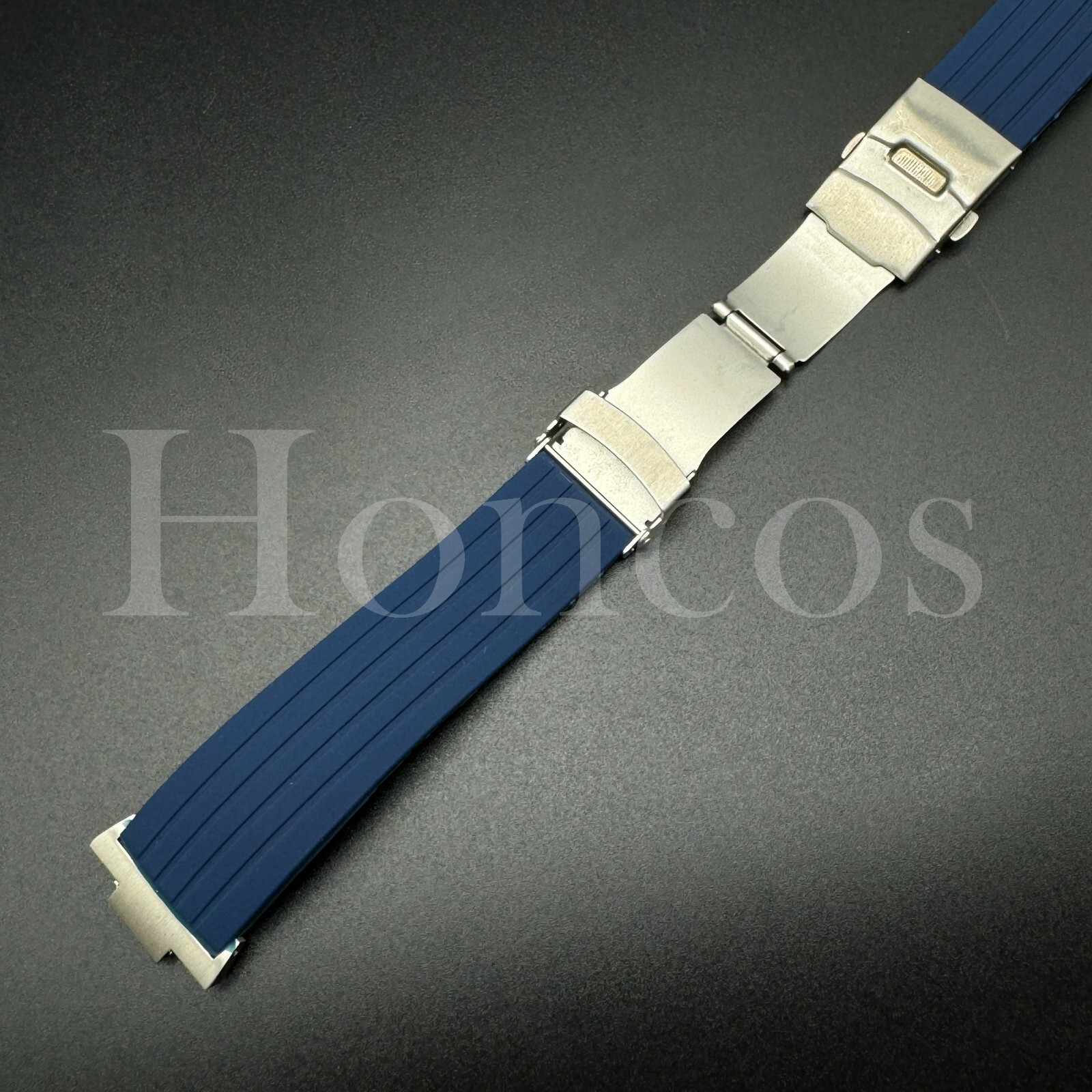 Replacement Dark Blue Rubber Watch Strap Fits for Tissot PRX Clasp and Adapter