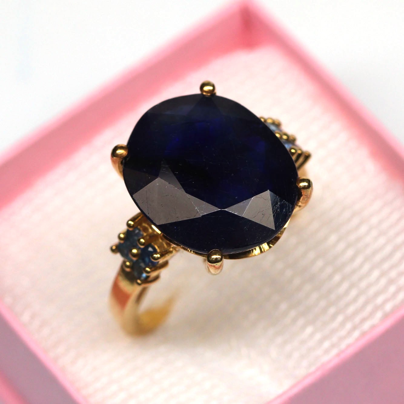 Fast Shipping 925 Silver 12 x 15 mm. Blue Sapphire (10.9 ct) Ring Size 6.75