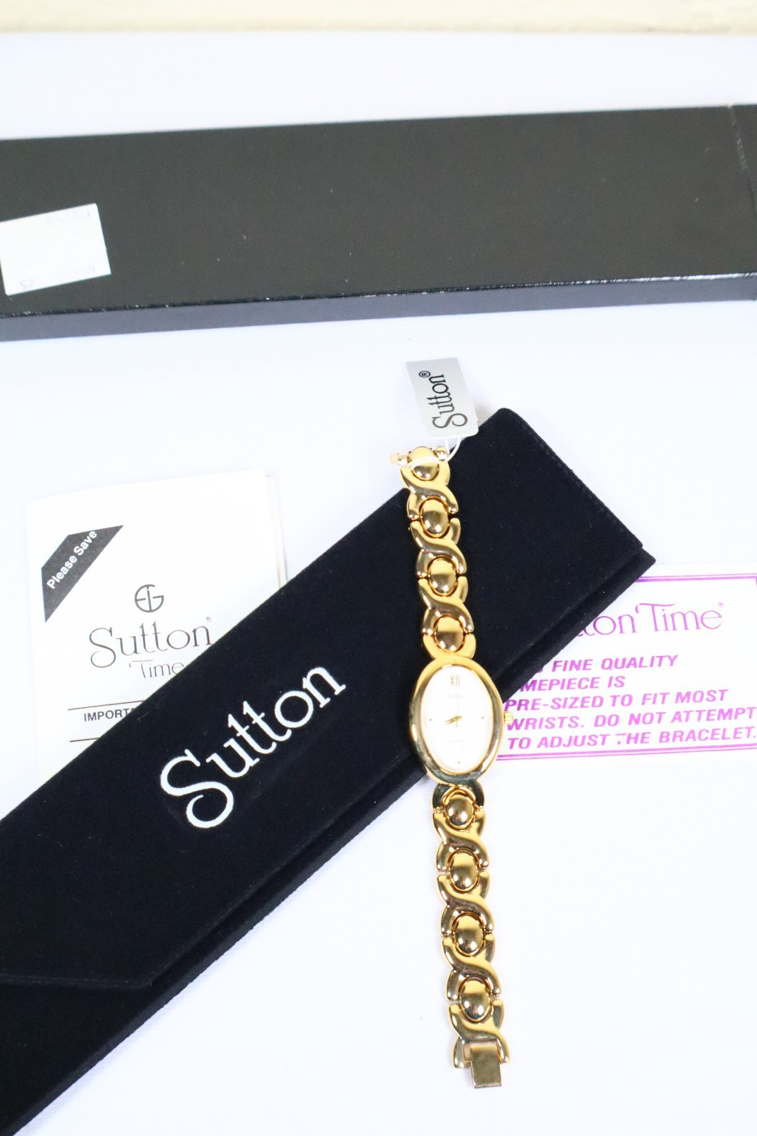 Sutton Quartz Watch Gold Tone Oval Face NIB Needs New Battery ONE YEAR WARRANTY