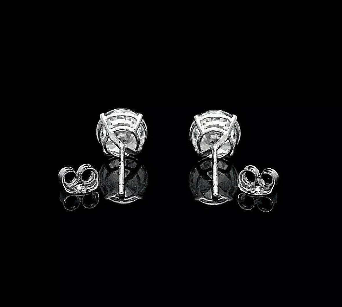 3.00 Ct Round Cut VVS1/D Lab Created Stud Earrings 14k White Gold 7mm Push Back