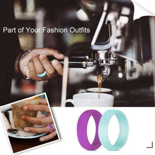 Women Glitter Silicone Wedding Rings Comfortable Rubber Band Ring 4/5/6/7/8/9/10