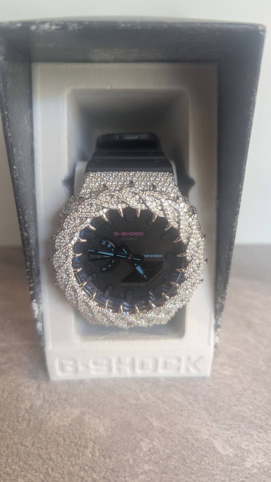 G-SHOCK CUSTOM MOISSANITE WATCH BLACK THORN GA2100
