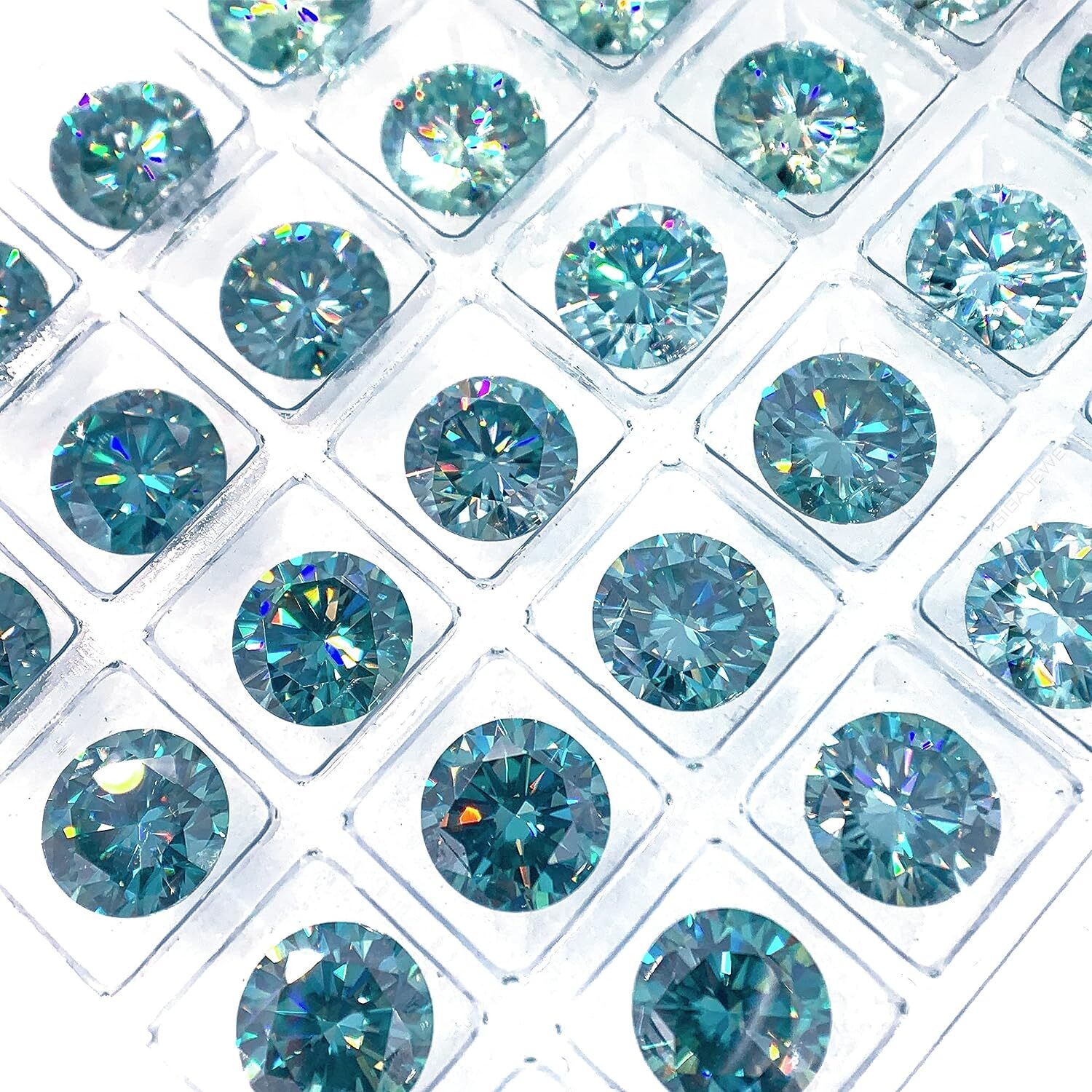 1~12ct VVS1 Blue Green color Round Excellent Cut Moissanite Loose Gemstones &GRA