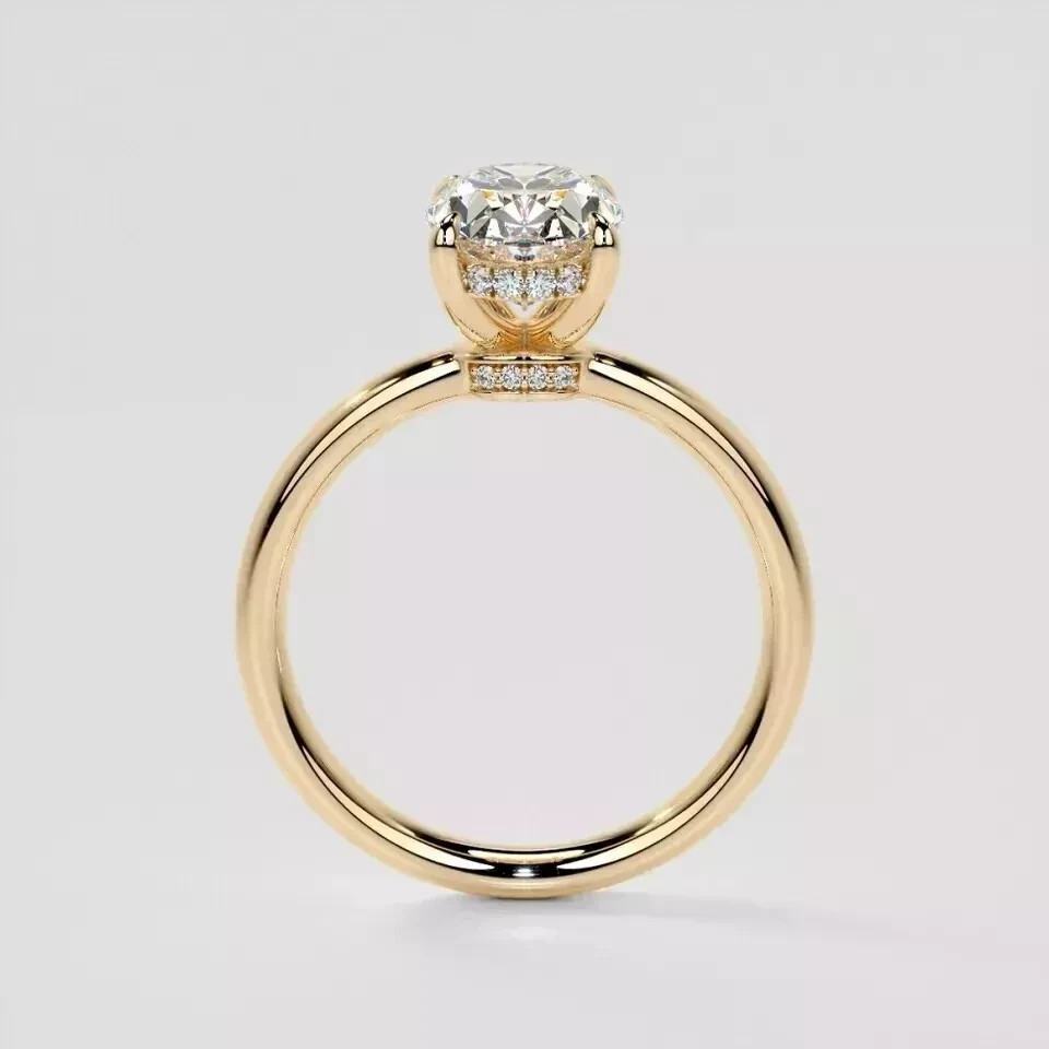 14k Yellow Gold Diamond Ring 2.15 Ct Oval Cut Lab Grown IGI Certified VVS E F