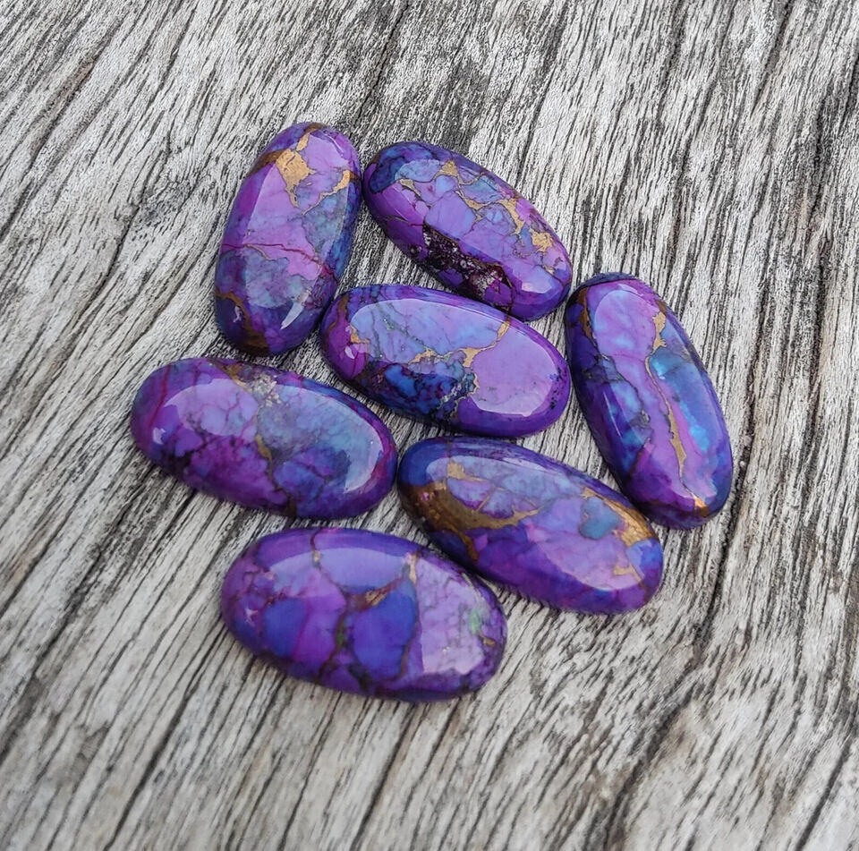 [WHOLESALE] PURPLE COPPER TURQUOISE CABOCHON LONG OVAL SHAPE LOOSE GEMSTONE