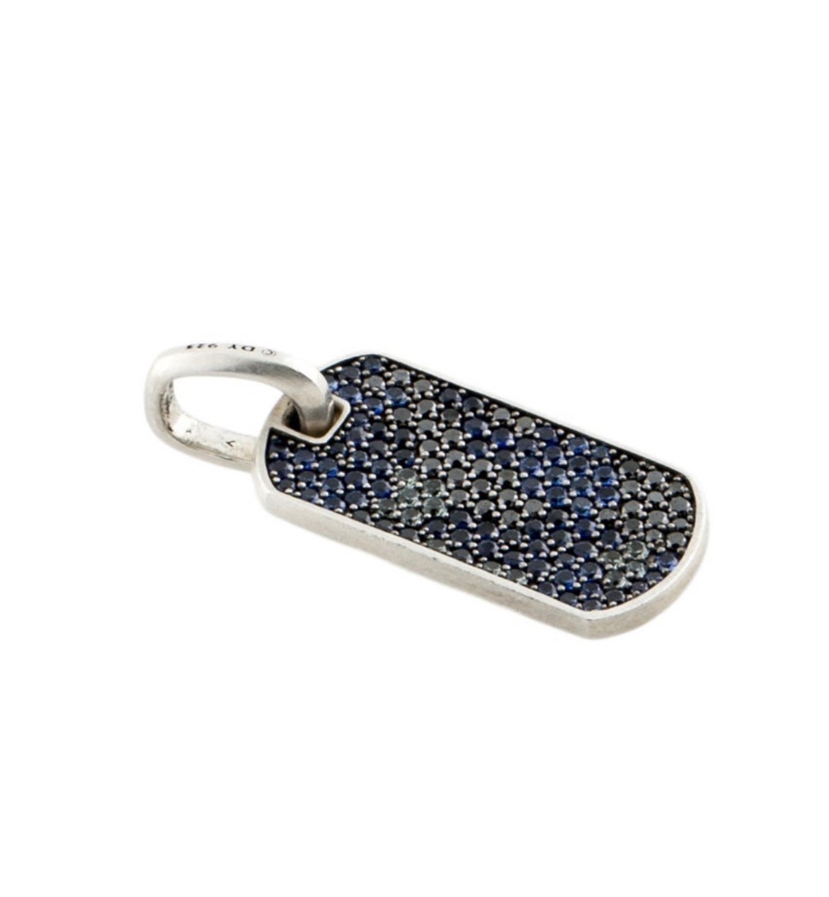 DAVID YURMAN SAPPHIRE & DIAMOND STERLING SILVER 925 CHEVRON TAG PENDANT