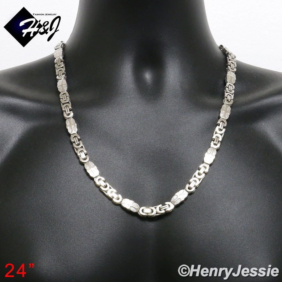 24″MEN Stainless Steel 8mm Silver Flat Byzantine Box Link Chain Necklace*N156