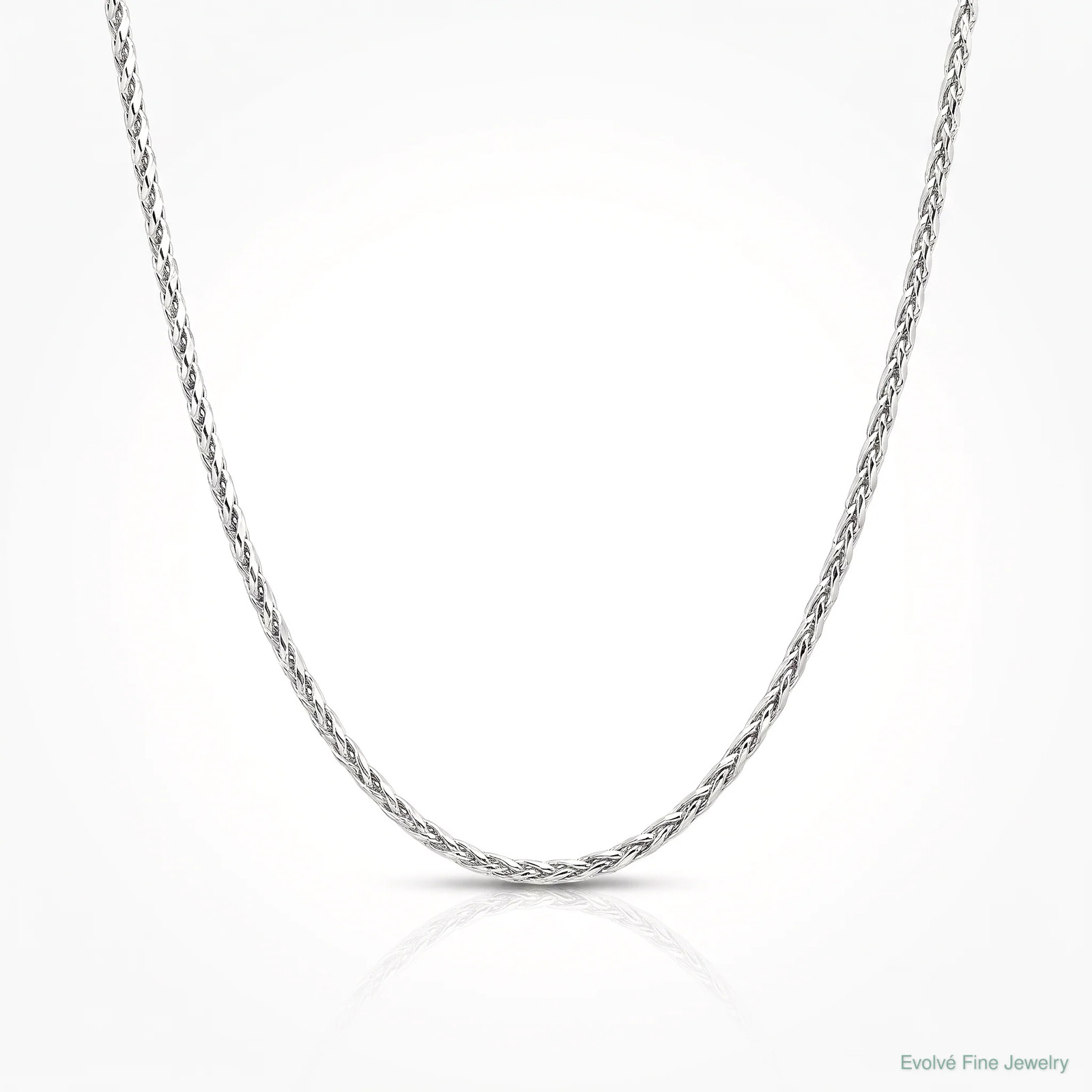 14K White Gold 1.4mm Diamond-Cut Parisian Wheat Chain Necklace 16″-30″