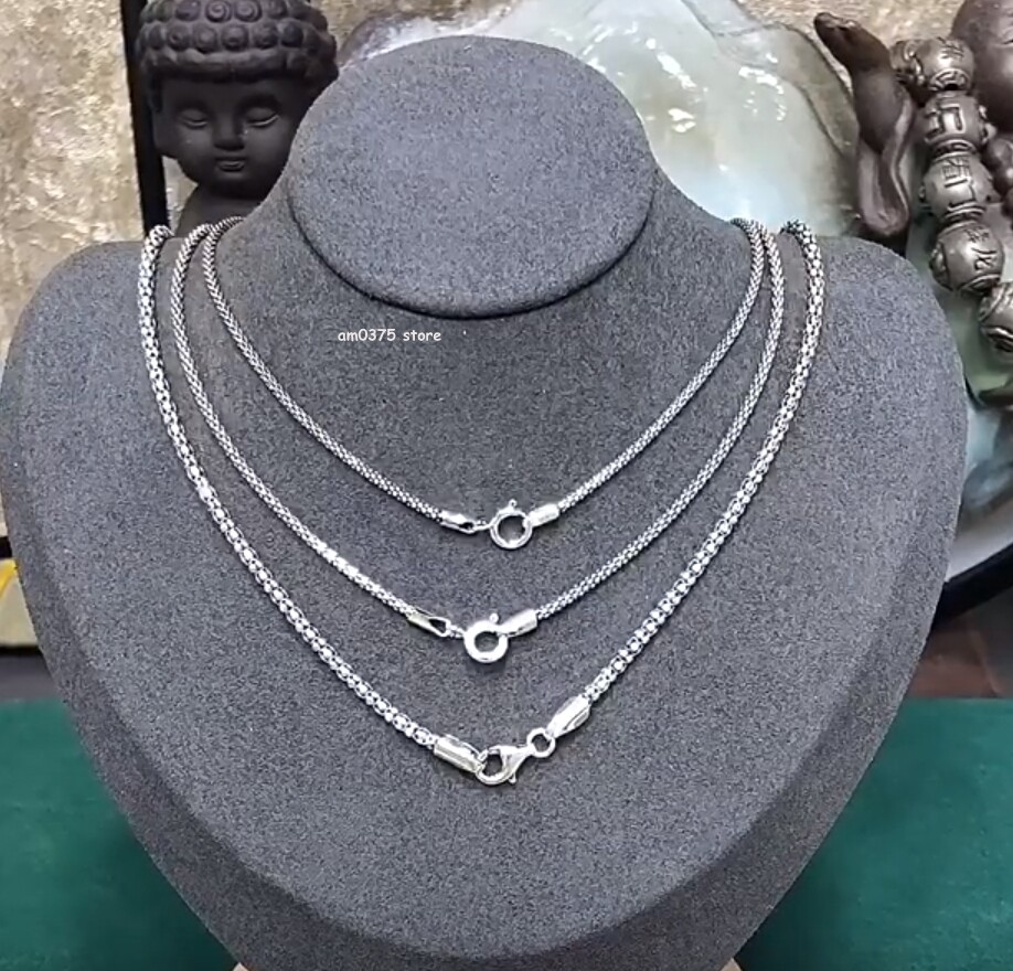 Pure S925 Sterling Silver Necklace 1.5mm/1.8mm/2.5mm Popcorn Chain 16 to 30inchL