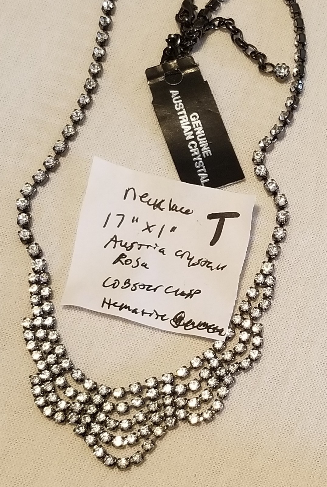 Austrian Crystal Rhinestone Jewelry Necklace Nice Quality Old Stock Never Used