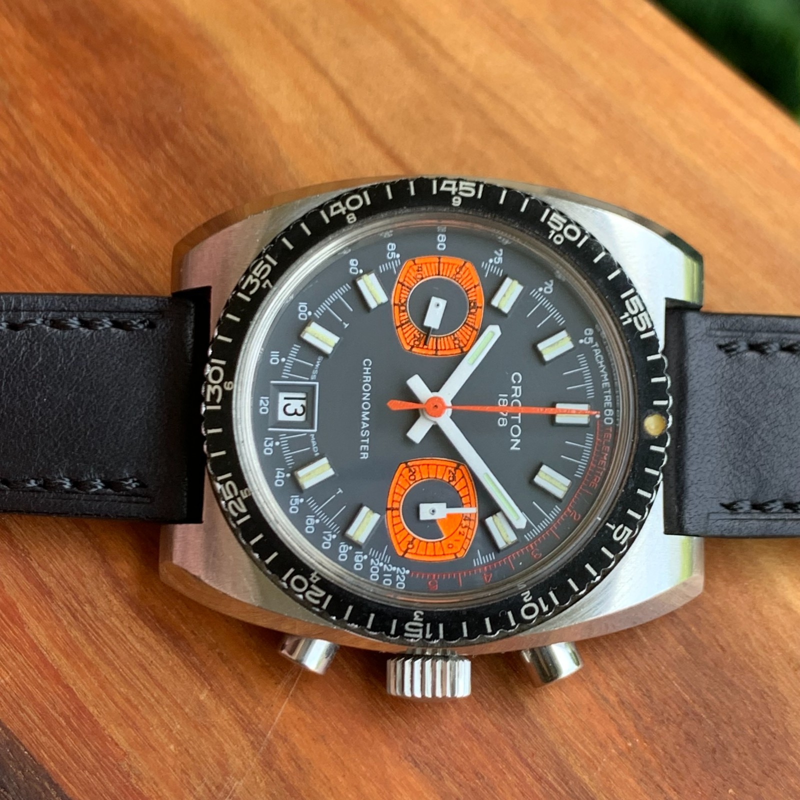 Vintage Croton Chronomaster “Dato” Orange 963011 Chronograph 37.5mm – Serviced