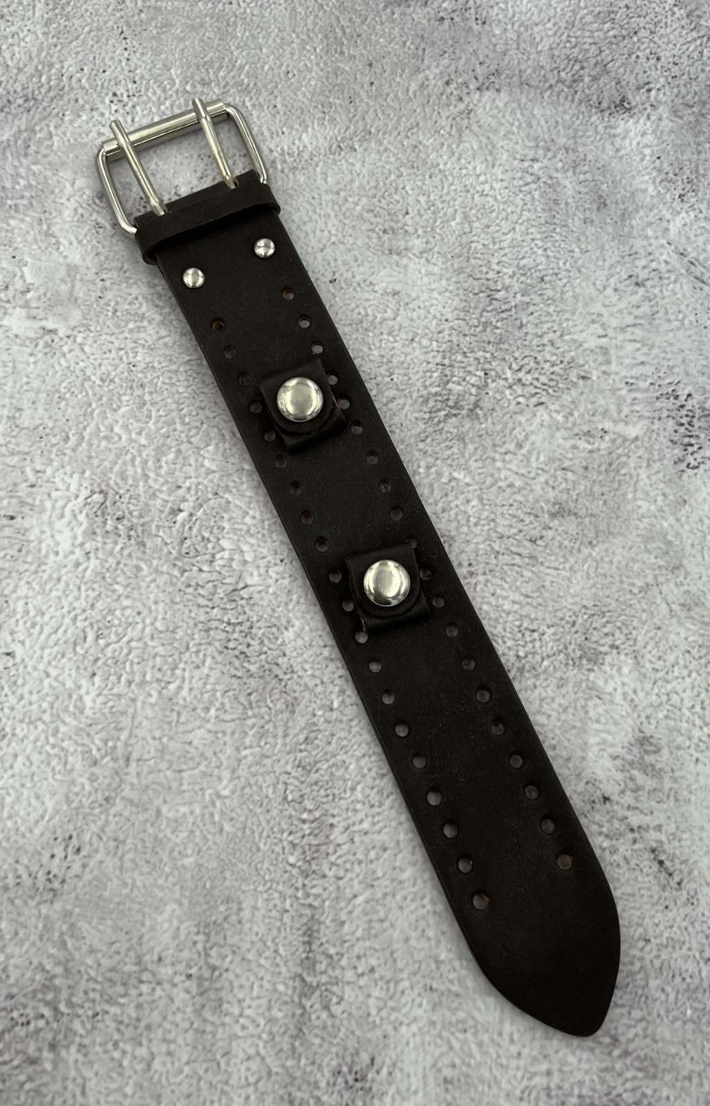 Rev MWK Leather 18 mm Lug Width Wide Dark Brown Cuff Watch Band