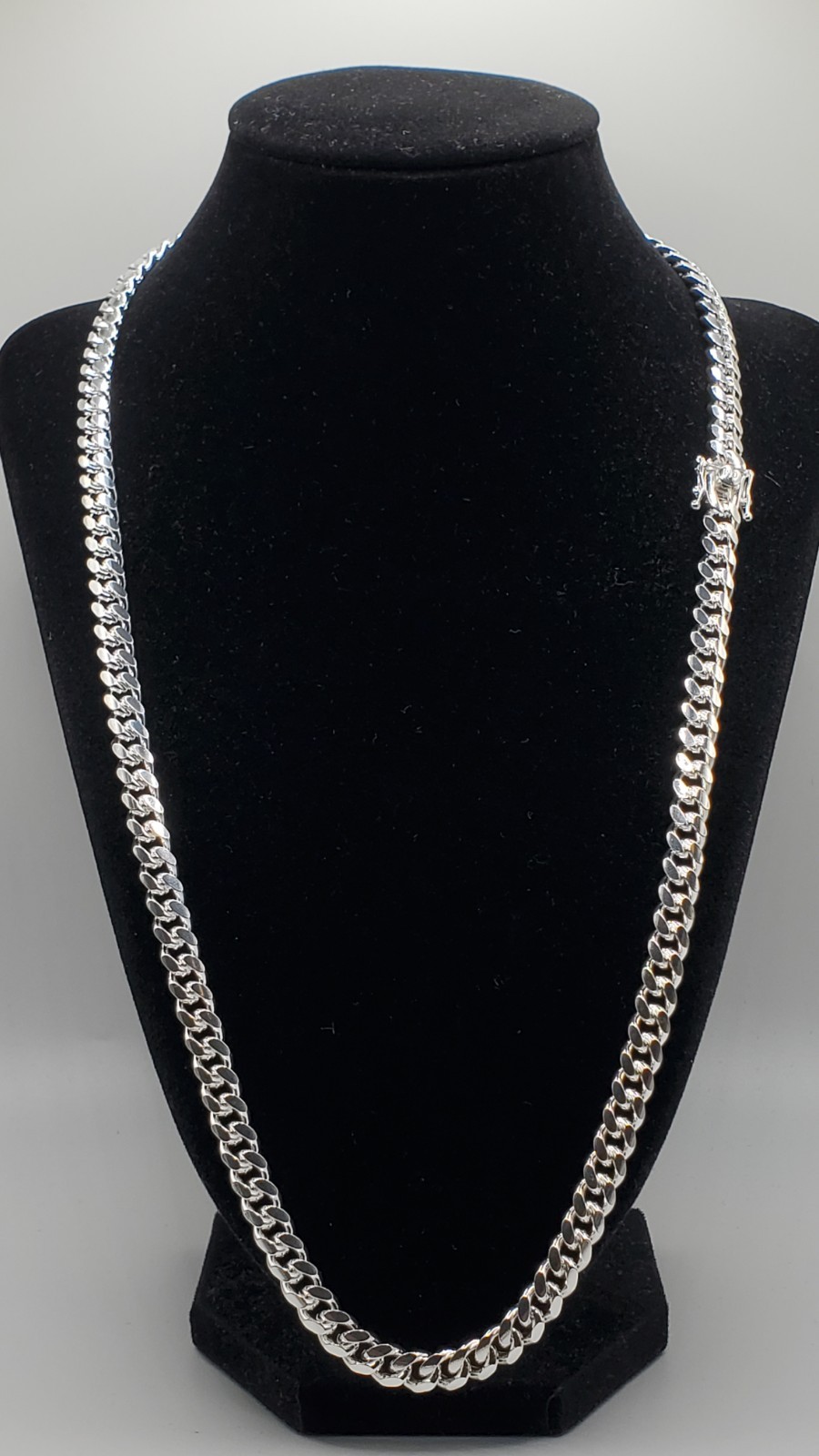 Solid 925 Sterling Silver Miami Cuban Chain 6.8mm 24″ Box Lock Men Italy, NEW