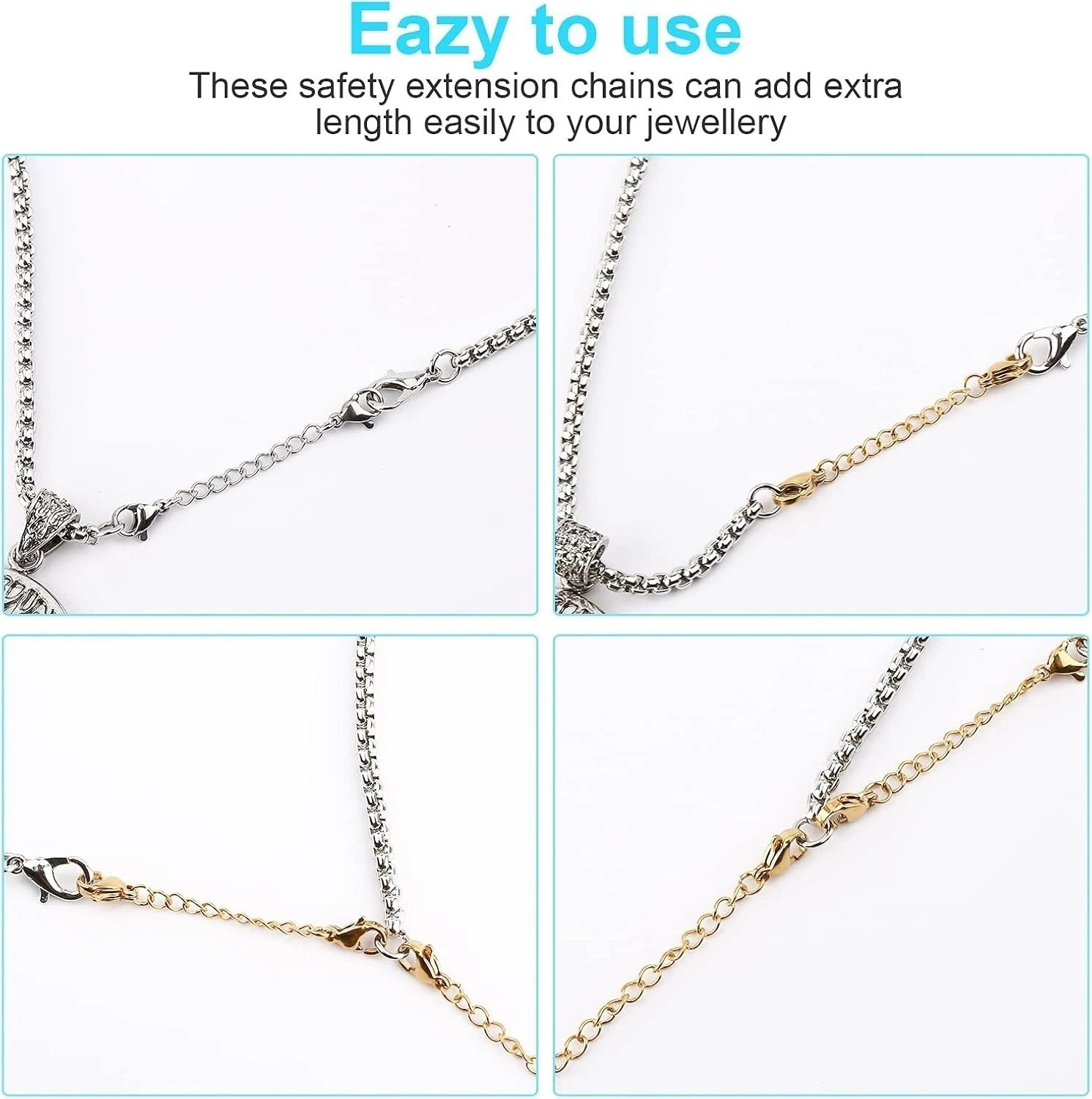 12 Pcs Extender /Safety Chain Extender Necklace Bracelet Lobster lock 1″ To 6″