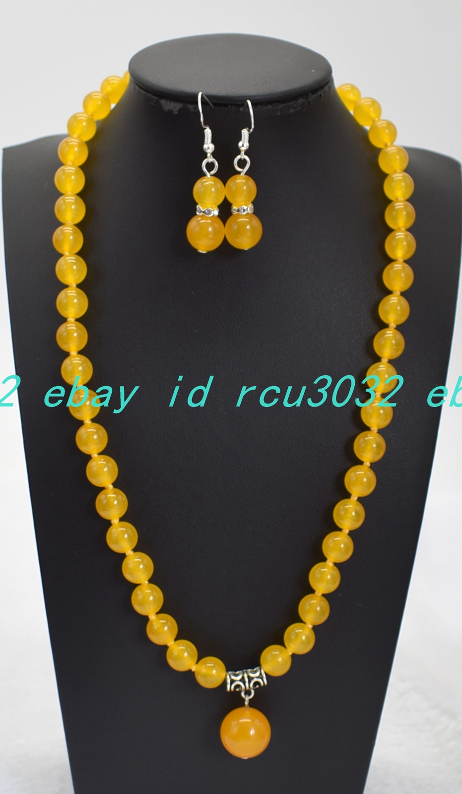 New 8mm Natural Yellow Jade Round Beads Gemstone Necklace Earings 16-36in