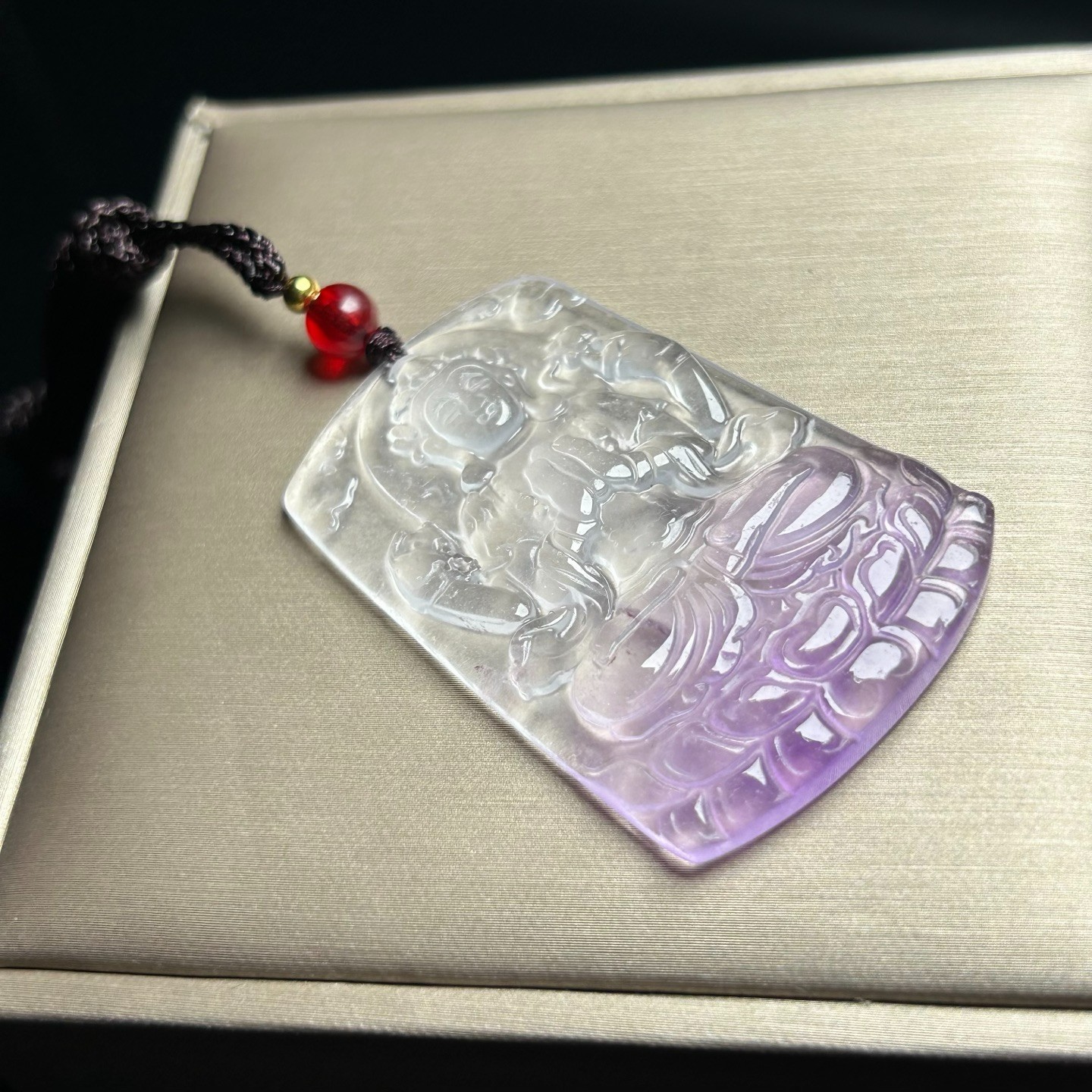 Nature ice white Burmese Jade Jadeite Carved kwan-yin lucky Pendant&Necklaces