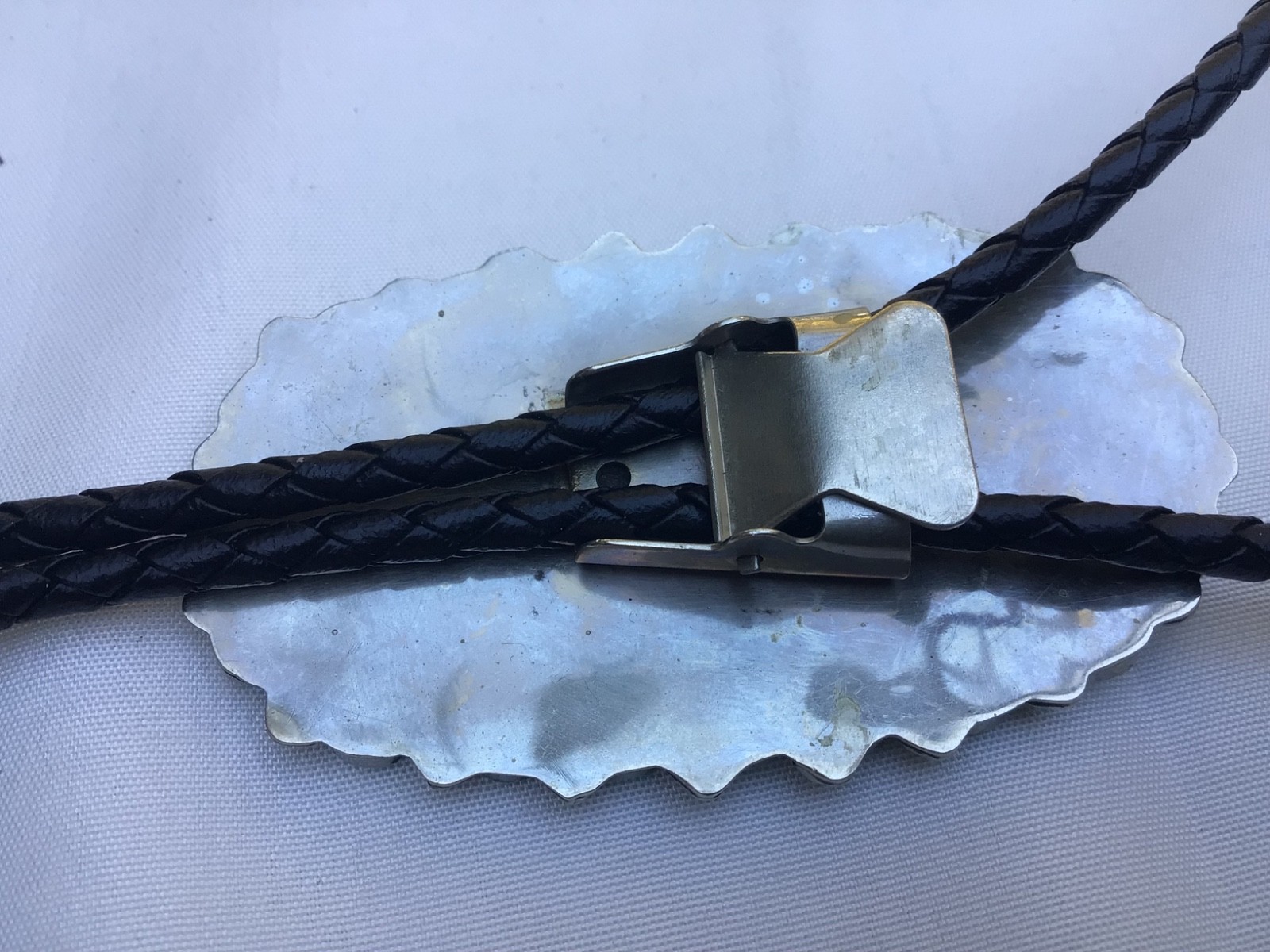 Vintage Native American BOLO TIE Silver & Cluster Turquoise Stones Zuni UNMARKED