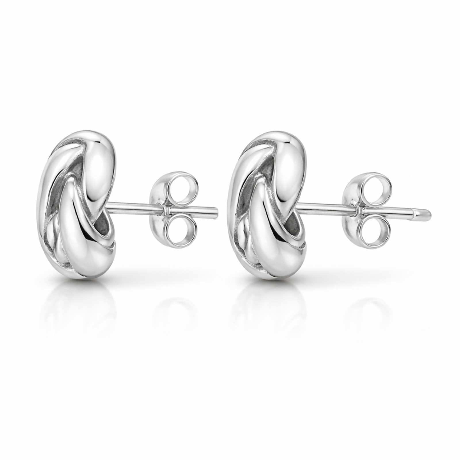 925 Sterling Silver Puffed Mariner Stud Earrings Link Women Earring