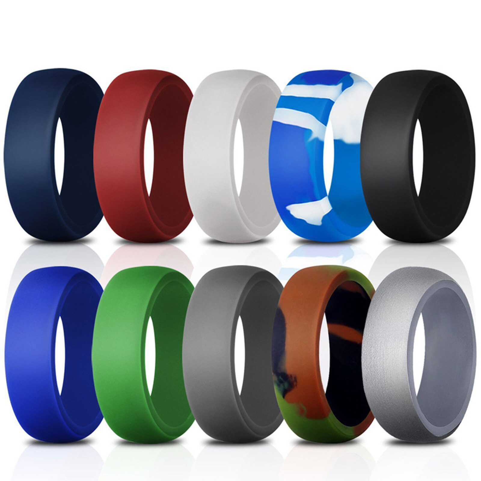 5-10pcs Silicone Wedding Rings for Men Women Breathable Rubber Engagement Band
