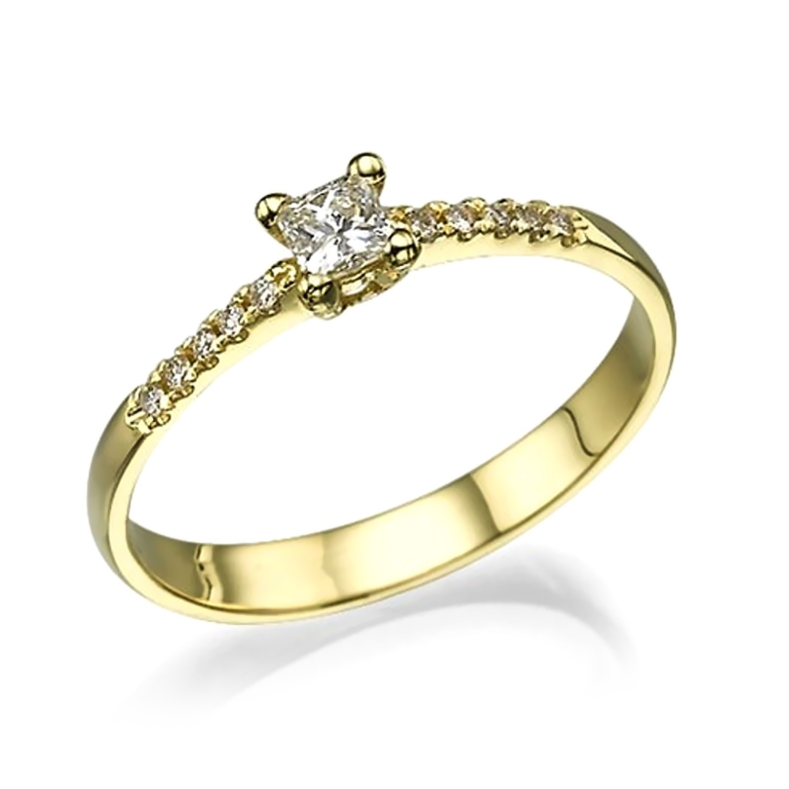 Diamond Ring Gold Lab Grown Designer Round Cut 18k Yellow E F VVS 0.25 Carat