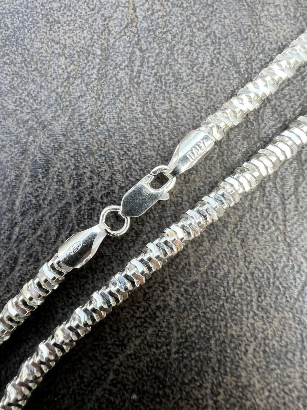 Real 925 Sterling Silver Diamond Cut Sparkle Ice Rope Chain Necklace 4mm 16-30″