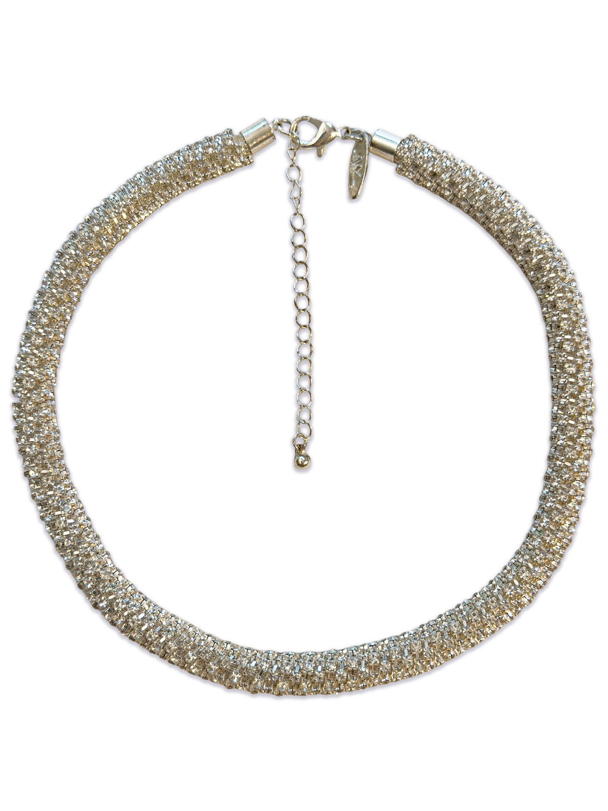 NY Sparkling White Rhinestone Mesh Choker Fashion Necklace