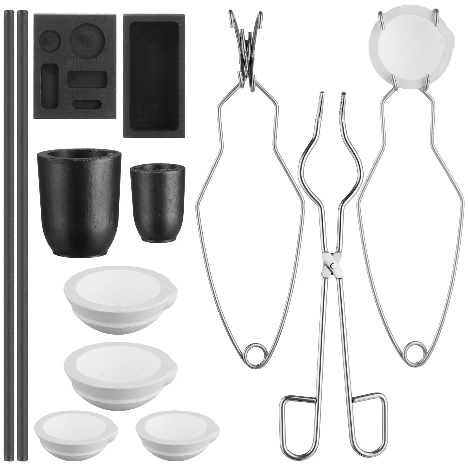 13Pcs Graphite Melting Casting Kit – 5-in-1 Ingot Mold, Crucibles, Tongs & Tools