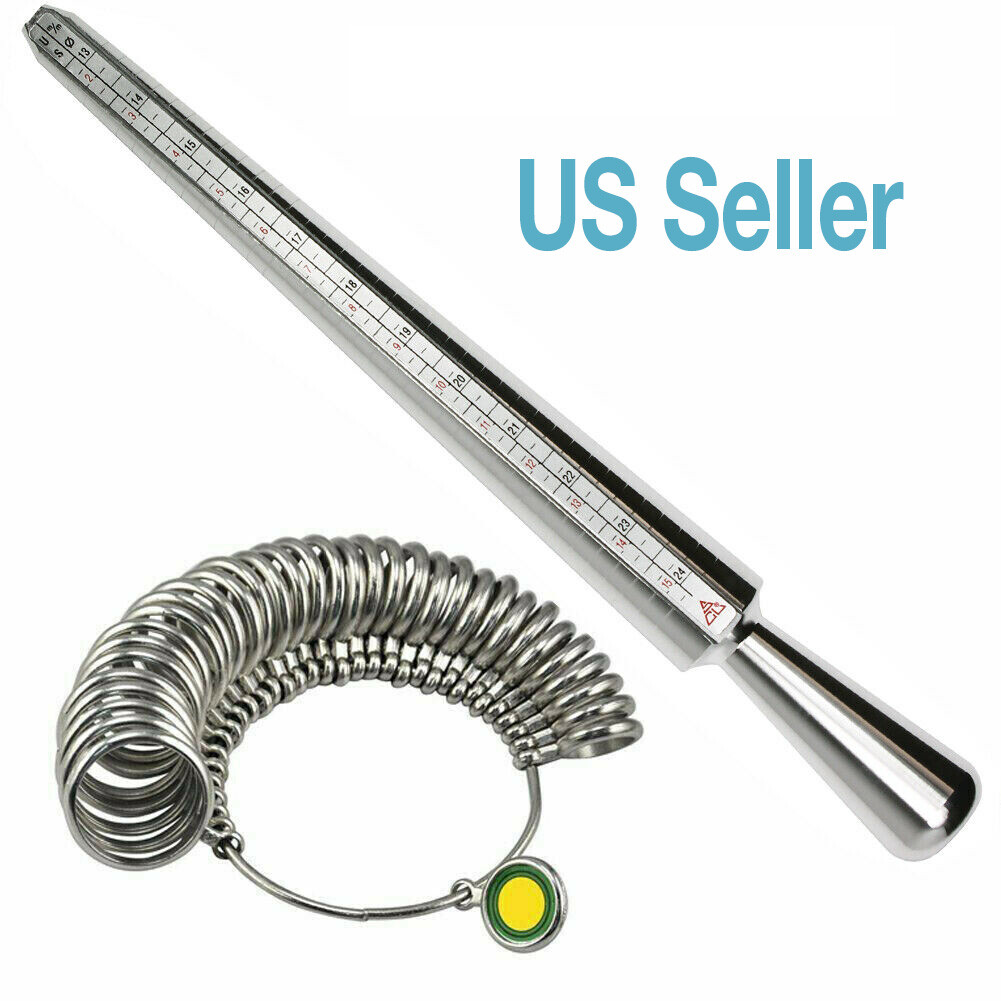 Metal Ring Sizer Gauge Mandrel Finger Sizing Measure Stick Standard Tool Sliver