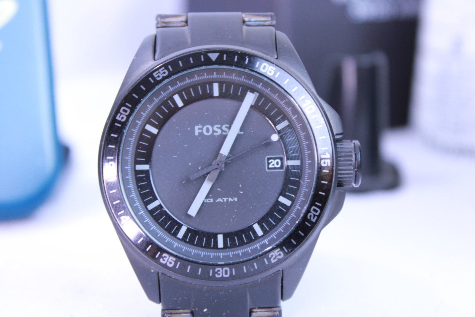 Fossil AM4373 Men’s Decker Black Dial Black Ion-plated Watch With Tin