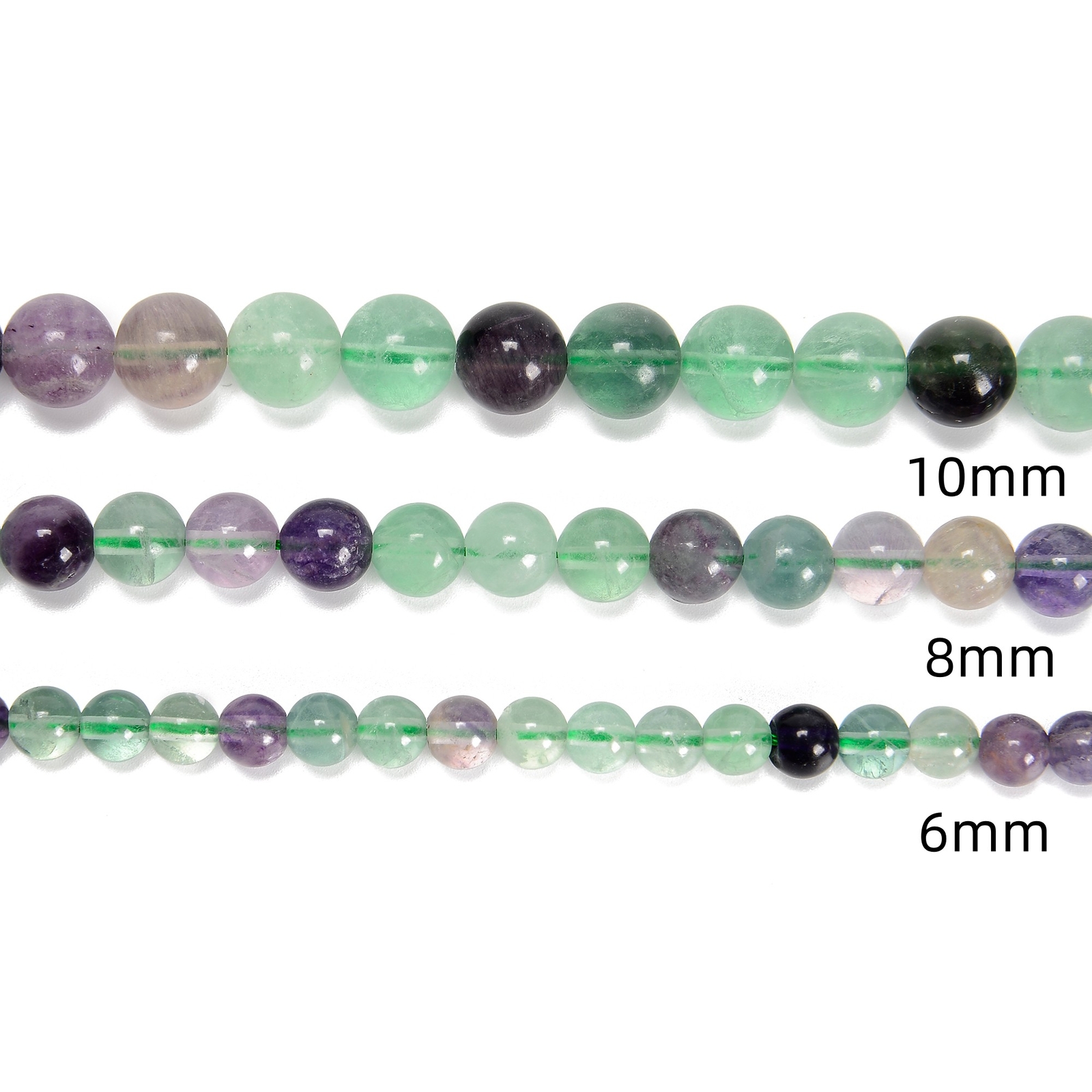 Fluorite Smooth Round Beads 4mm 6mm 8mm 10mm 12mm 15.5″ Strand