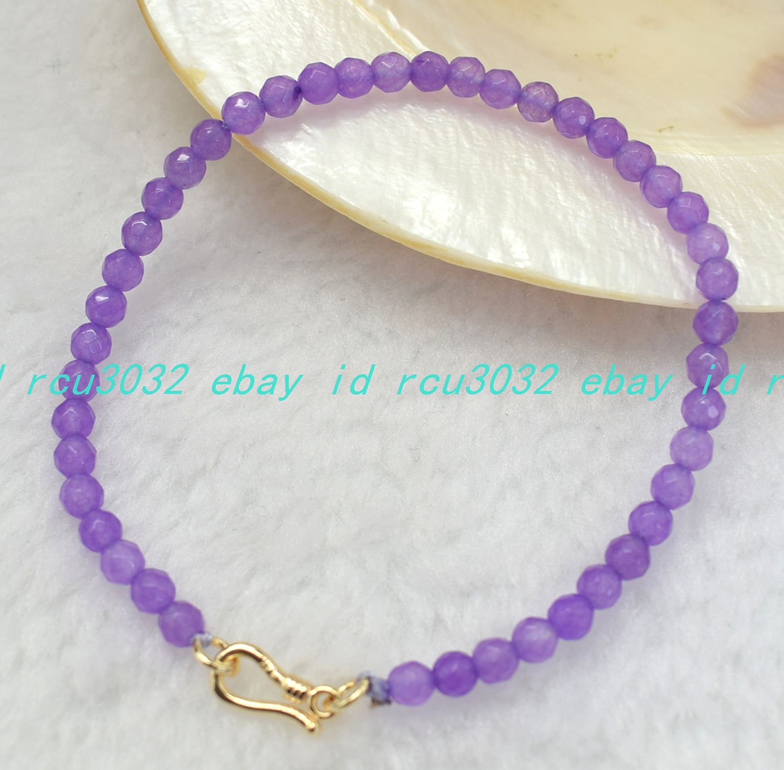 Charming 4mm Faceted Lavender Purple Jade Gemstone Round Beads Bracelet 7-9 In
