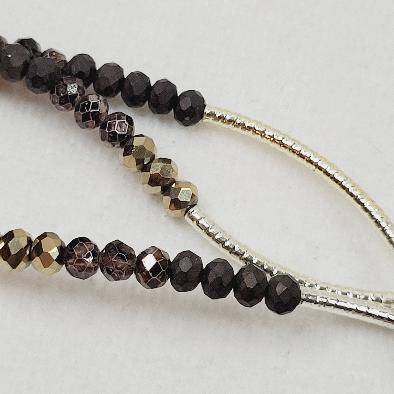 Brown AB Rhinestone and Bar Beaded Necklace Station About 46″ Long Stackable
