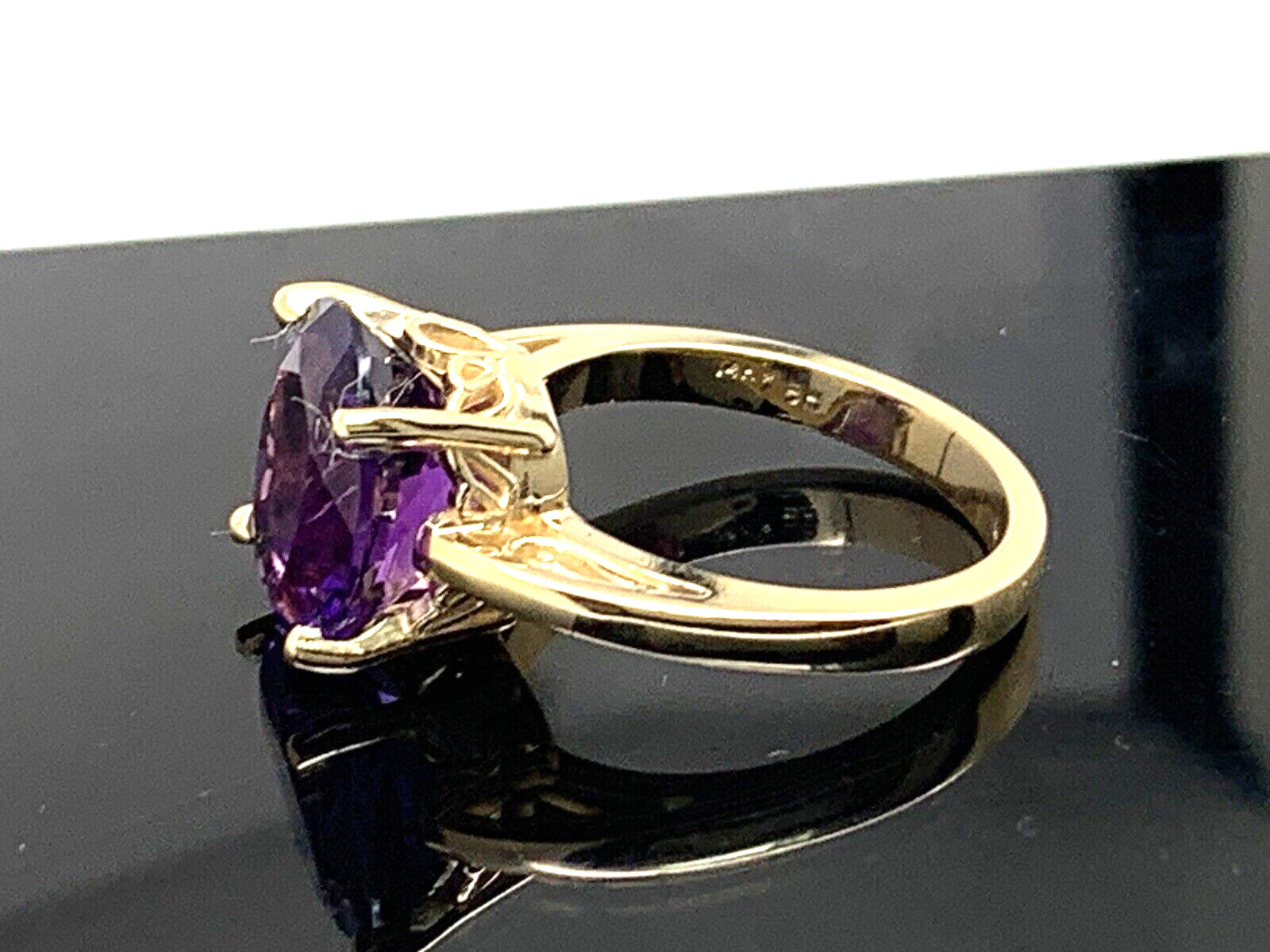 Purple Gemstone Cocktail Ring 14k Yellow Gold Women’s Estate Jewelry Size 6.25