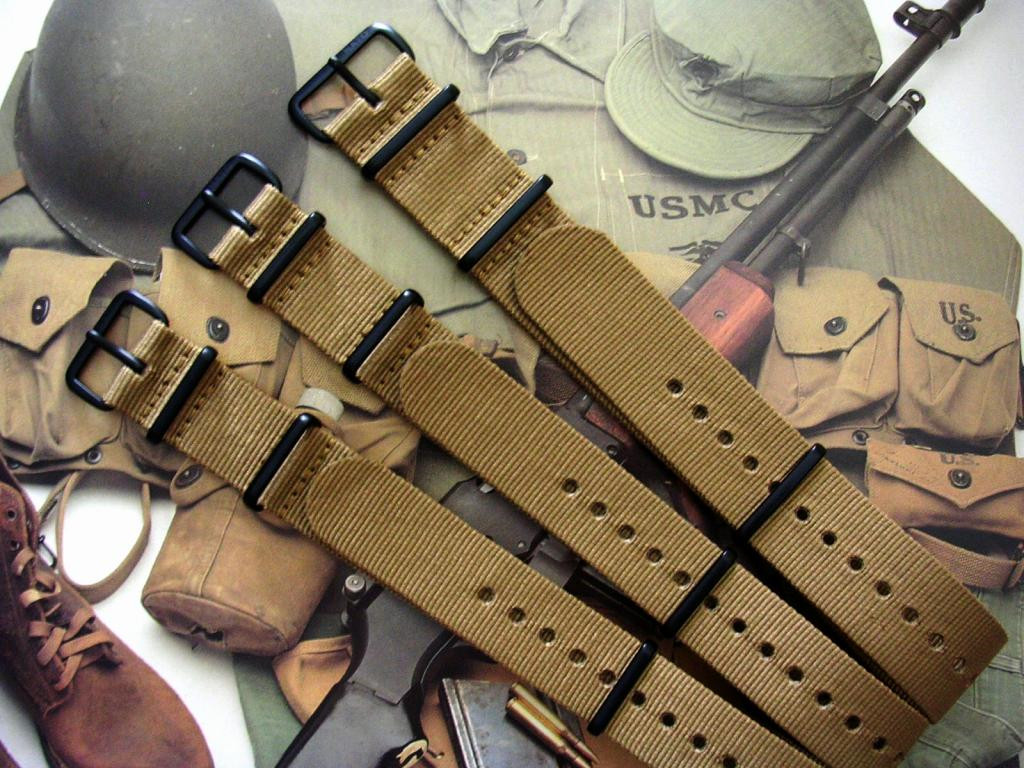NATO G10 Khaki Brown Nylon Military Army PVD watch band strap IW SUISSE 18 20 22