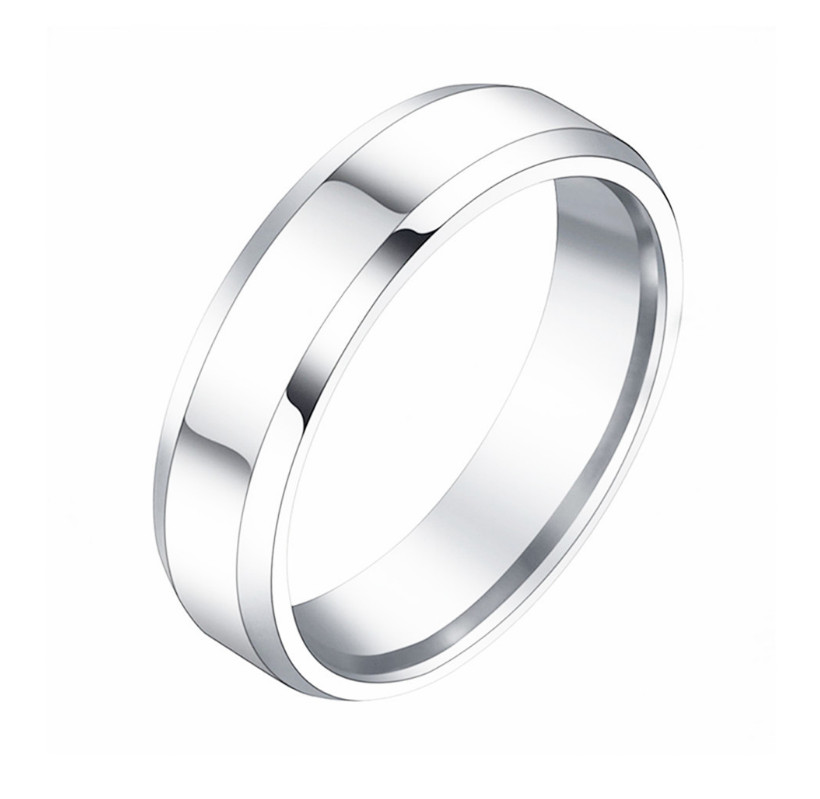 6mm Women Men Silver Polish Titanium Stainless Steel Lover Couple Ring Size 5-13