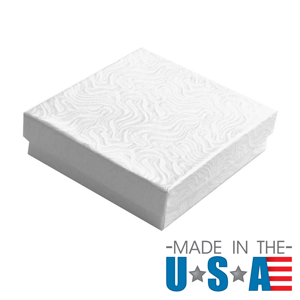100 Add Your Logo Custom Printed White Swirl Cotton Filled Gift Boxes ~ 8 Sizes