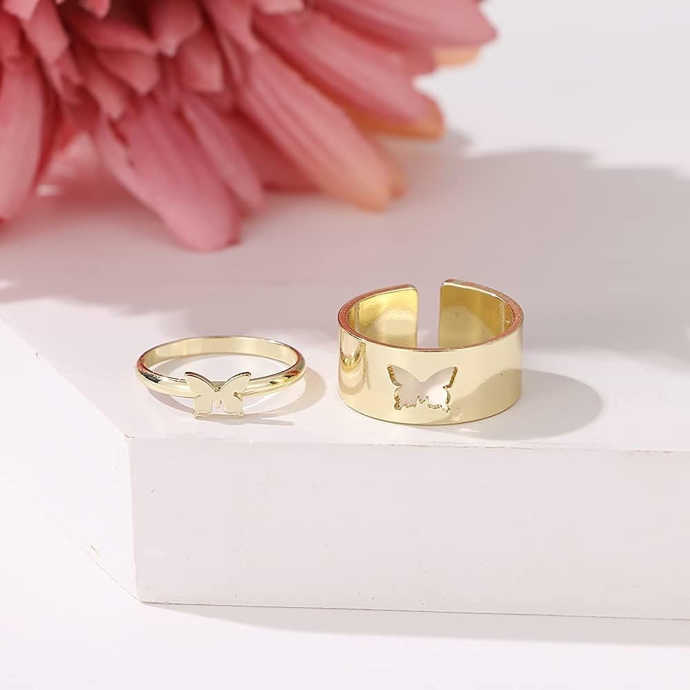 Butterfly Ring for Couples，Matching Butterfly Rings for women Men Adjustable …