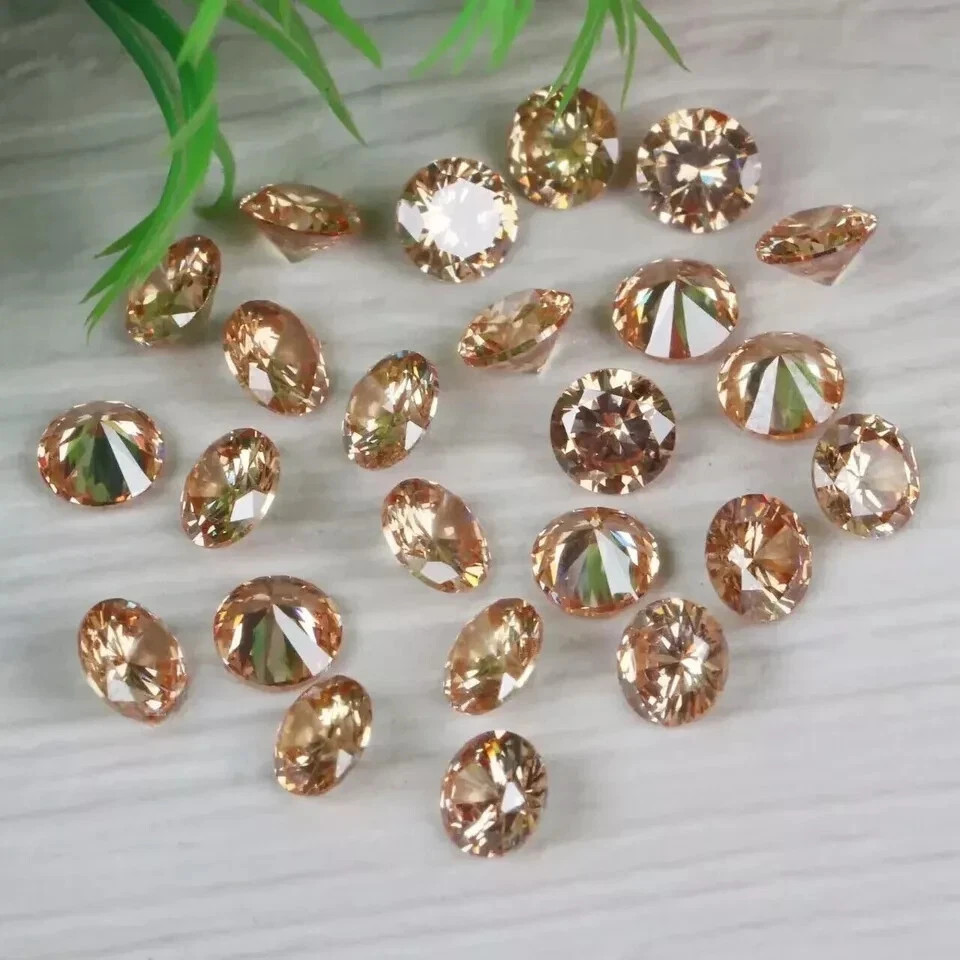 Natural 6 mm 15 Pcs Certified Cambodian Champagne Zircon Loose Gemstone Lot