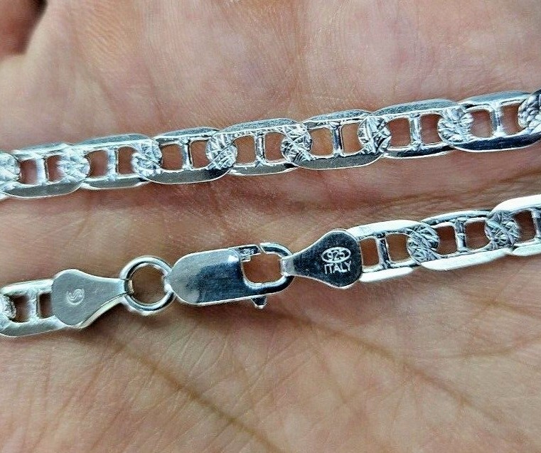 Sterling Silver D/C Flat Mariner Link Chain Necklace Bracelet 5.8 mm 7-30 inch